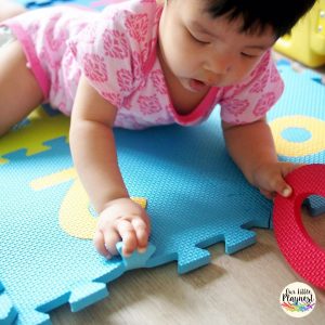 Baby tummy time fun with textured materials foam sensory play books our little playnest Jacinth Liew
