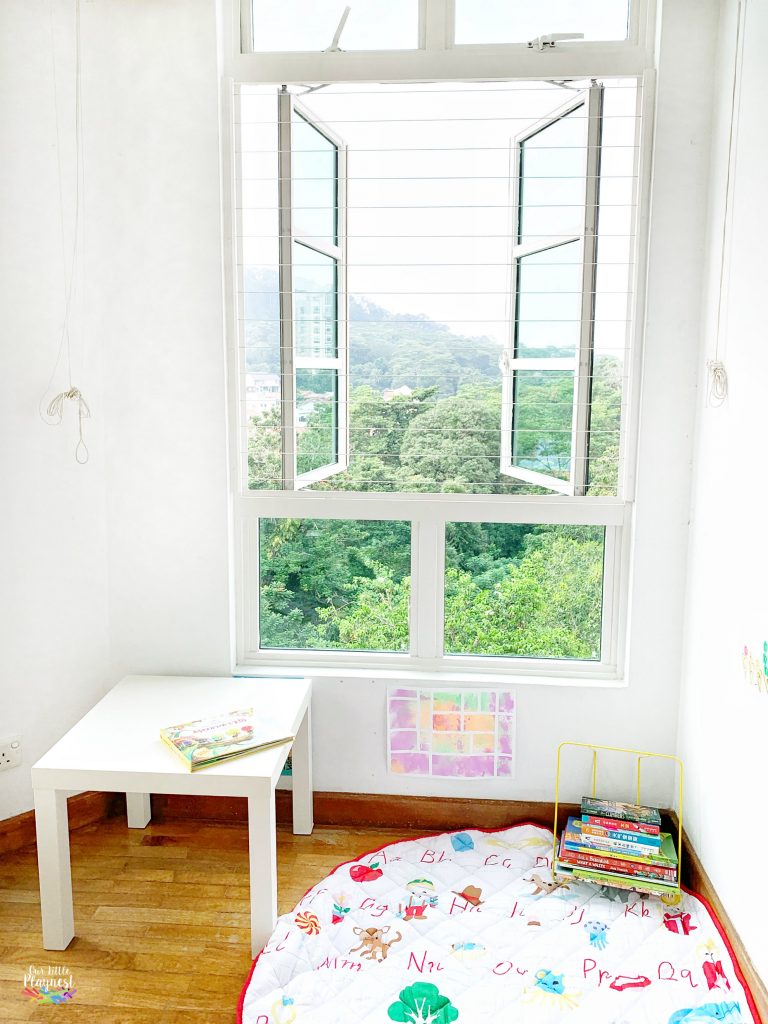 Corner with books, play mats, lots of sunlight. Alternatives to time-out that actually works.